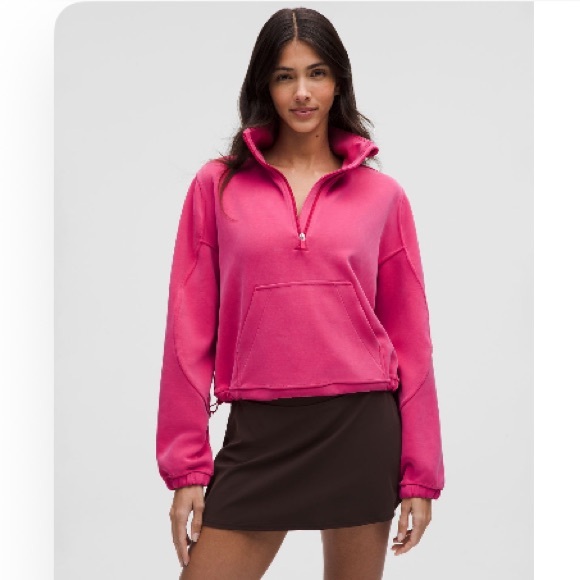 Lululemon Brushed Softstreme Half Zip Raspberry Coulis Size 6 - Picture 1 of 4